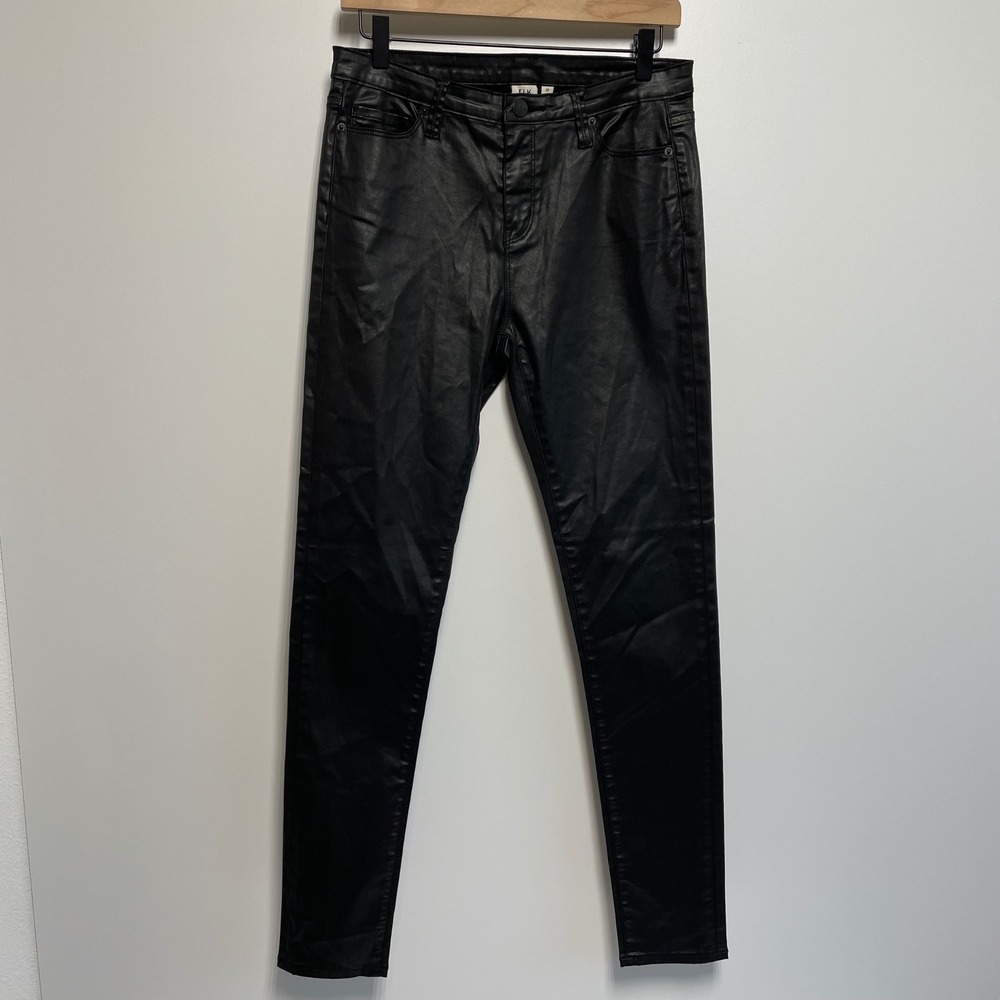 Elk Black Coated Skinny Jeans‎ Pants Size 29 Shimmer Metallic Edgy Punk